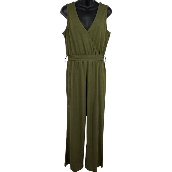 Caralyn Mirand The Drop Olive Sleeveless V-Neck Jumpsuit Medium M NWT New - Picture 1 of 8